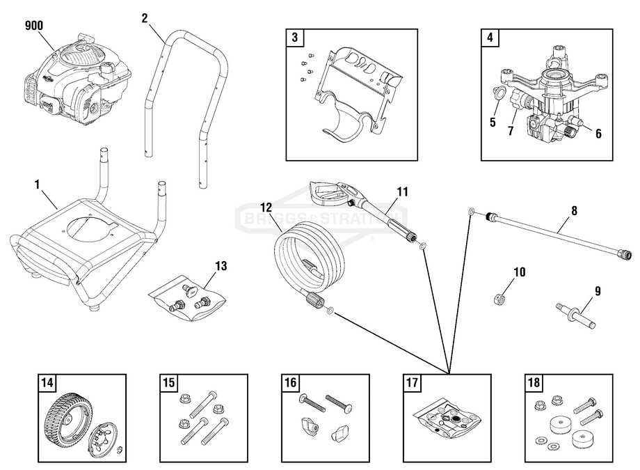 Briggs & Stratton pressure washer model 020581 replacement parts, pump breakdown, repair kits, owners manual and upgrade pump.